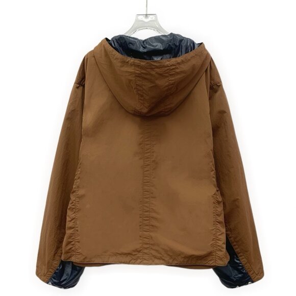 IM0270 Hermes Hermes dark brown hooded drawstring long sleeve jacket jacket 52 L - Picture 2 of 7